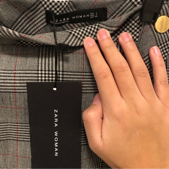 NWT ZARA Plaid Pencil Skirt with Buttons - Picture 4 of 7